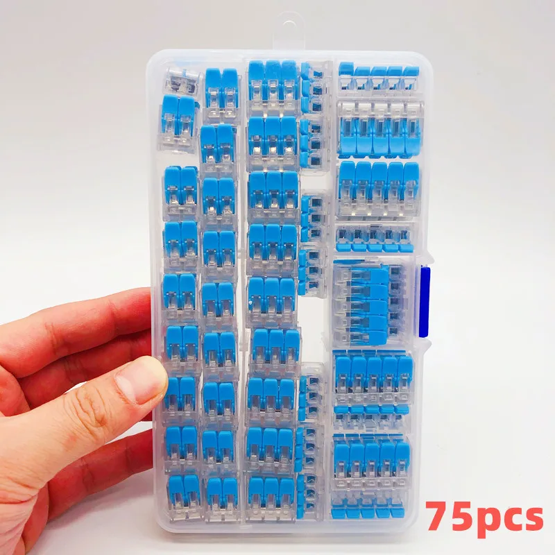 

75pcs box PCT household quick terminal block junction box plug-in mini connector wire cable plug switch wire safety protection