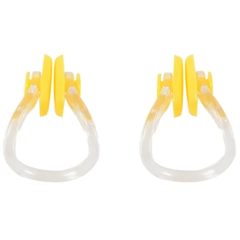 

Yellow Clear Rubber Diving, Swimming Swimming Nose Clip Protection 2 Pcs