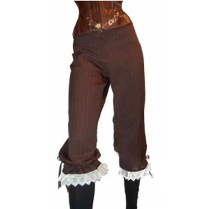 

Women Pants Ladies Gothic Trouser Cosplay High Waist Retro Fashion Renaissance Steampunk Vintage Pants Lace Floral