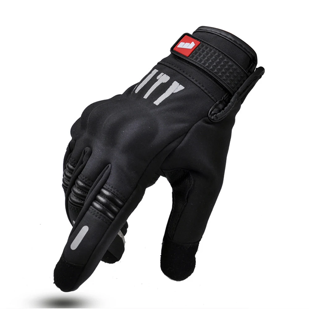 Full Finger Gloves Nylon M-XL Touch Screen Motorcycle Gloves Black Cold Weather 