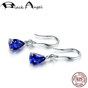 

BLACK ANGEL 925 Sterling Silver Sapphire Dangle Earrings for Women Citrine Amethyst Drop Earrings Dating Gift Jewelry Wholesale