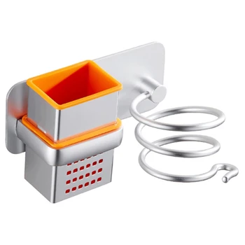 

Bathroom Hair Dryer Holder with Cup Wall Mounted Rack Save Space Aluminum Multipurpose Toilet Shelf Comb Storage Hair Dryer Rack