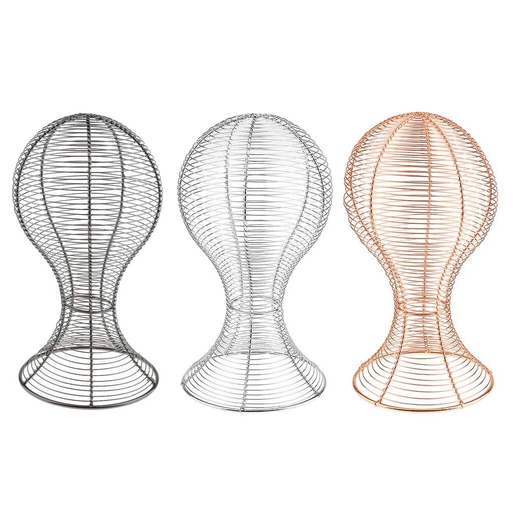 3 Colors Metal Wigs Display Stands Hair Mannequin Head Hat Cap Display Holder Stand Tool Storage Rack for Shop Salon Home