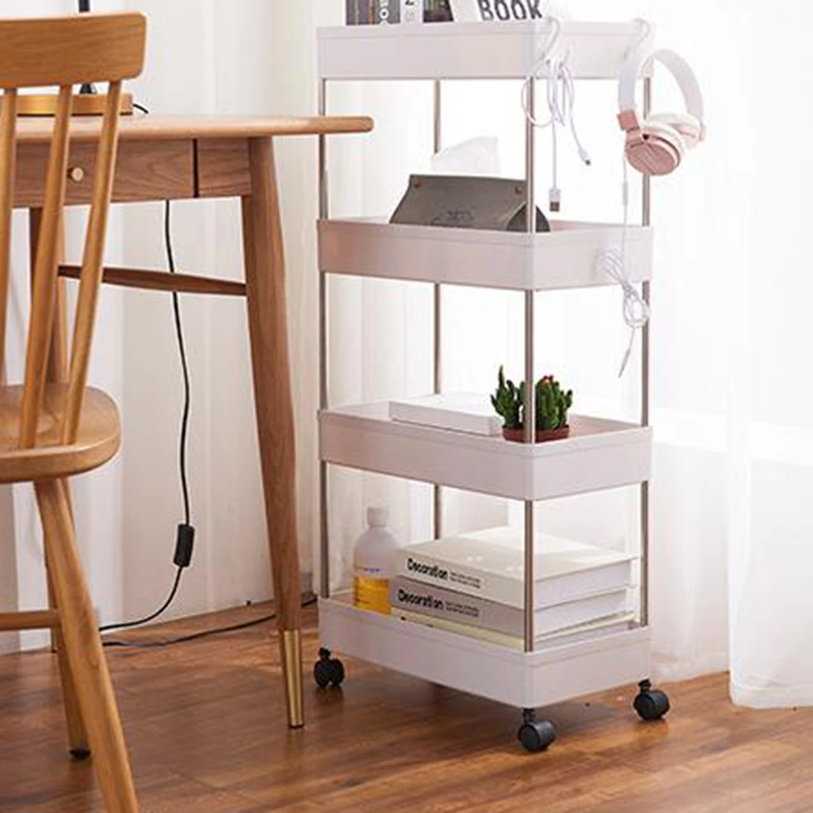 3/4 Layers Storage Rack Kitchen Narrow Cabinet Living Room Gap Shelf Home Furniture Movable Wheels Shelf for Bathroom