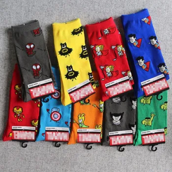 

MUXNSARYU Comic Hero General Socks Cartoon Iron Man Captain America Knee-High Warm Stitching Pattern Antiskid Casual Sock