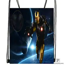 Изготовленная на заказ походная сумка на шнурке Железный человек милый рюкзак для детей(черная спинка) 31x40 см#180612-02-16