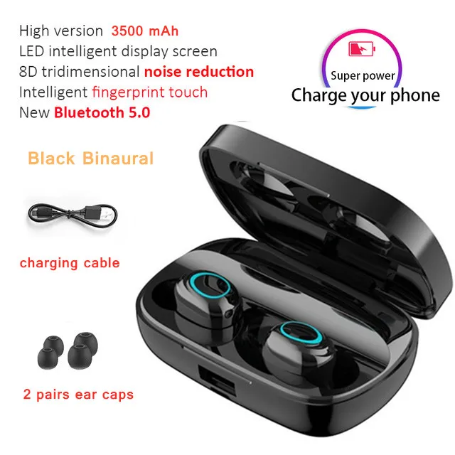 S11 Dual Ear B 3500 мАч светодиодный Bluetooth Беспроводные наушники TWS сенсорное управление Спортивная гарнитура шумоподавление наушники - Цвет: S11 Dual Ear B