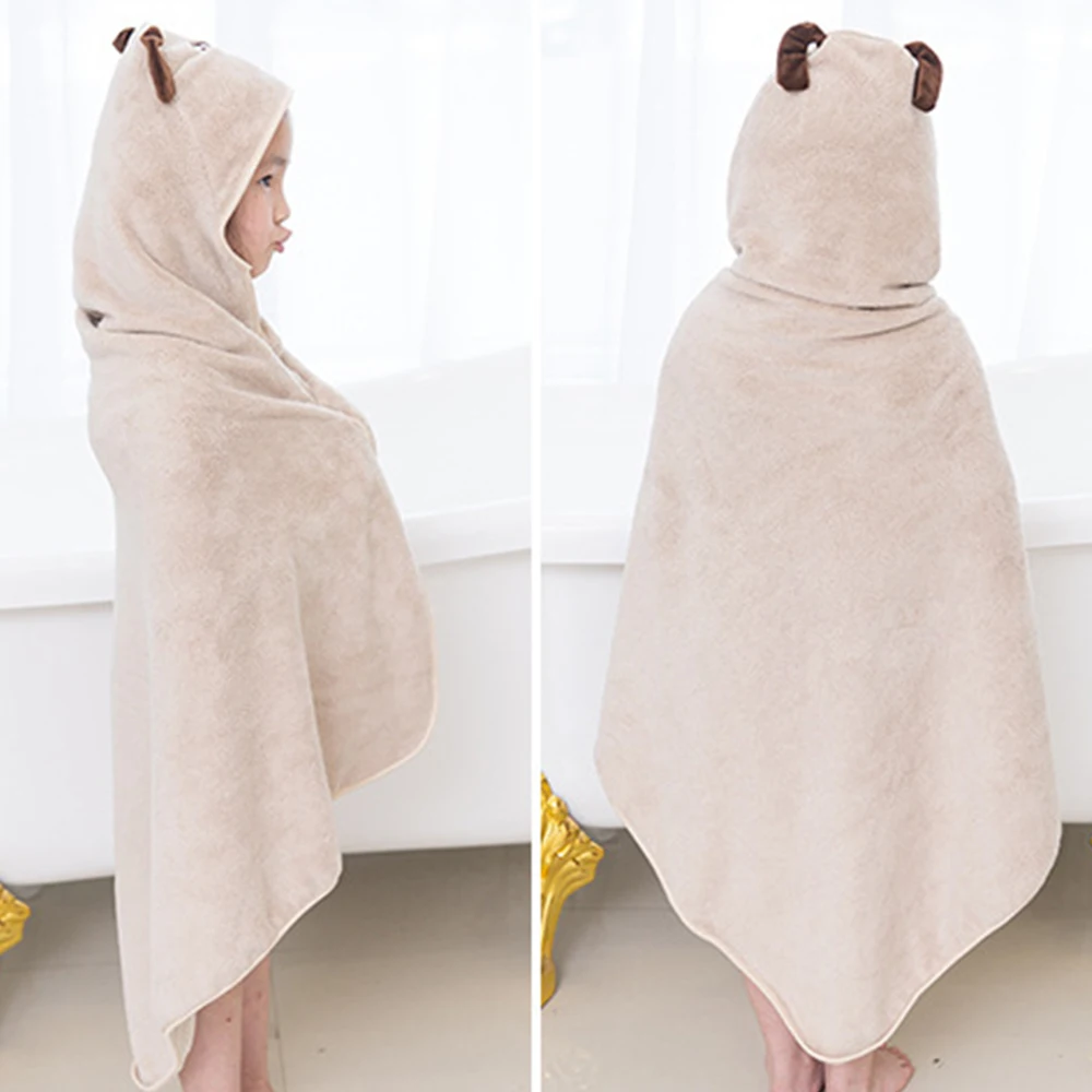 Банное полотенце-накидка, детское полотенце, детское банное полотенце, теплое, с капюшоном, для дома, милое, многофункциональное, для душа, с медведем
