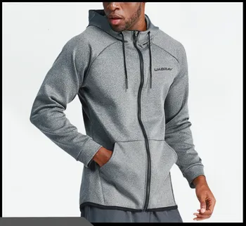 

2020 Spring and Autumn New Outdoor Sports Jacket Men's Casual Sports Cardigan Hooded Solid Color Long-Sleeved Fitness Jacket