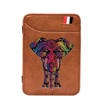 

High Quality Cute Elephant Design Digital Printing Magic Wallet Men Women Leather Mini Short Money Clips Credit Card Purse Gift