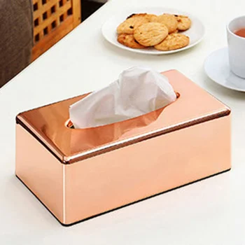 

Elegant ABS Plating Rose Gold Tissue Box Living Room Household Drawer Box Rectangle Office Towel Napkin Storage Container