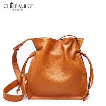 

Genuine Leather Women Shoulder Bag New Bag Fashion Ladies Bucket Bag Soft Leather Women Crossbody Bags Drawstring bag for women