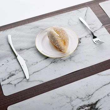 

New Waterproof Placemat Leather Marble Pattern Oil-Proof Anti-Skid Heat Insulation Western Placemat Kitchen Placemat