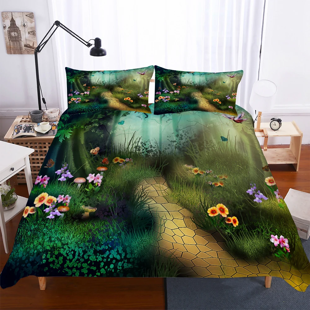 

3D Print Forest Bedding Set Dreamland Floral Bed Linen Set Girl Home Duvet Cover Set 2/3pcs with Pillowcase Twin Full Queen King