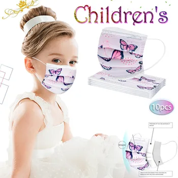 

mascarilla niña Disposable Butterfly Printed Children Mask Dustproof PM2.5 Breathable Face Mask 3ply Non-woven Mask 10/20PCS