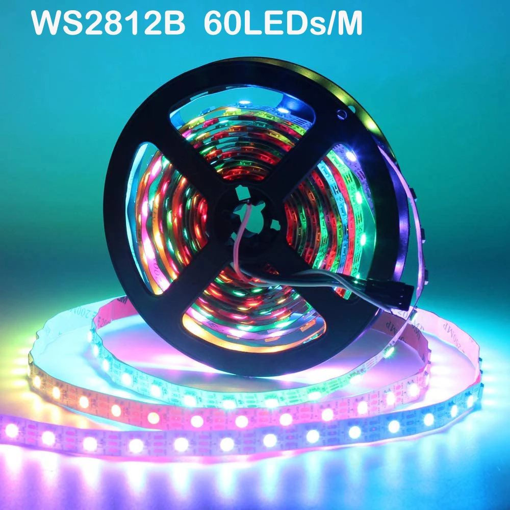 Светодиодная лента WS2812B умная RGB водонепроницаемая черная печатная плата 5 в пост.