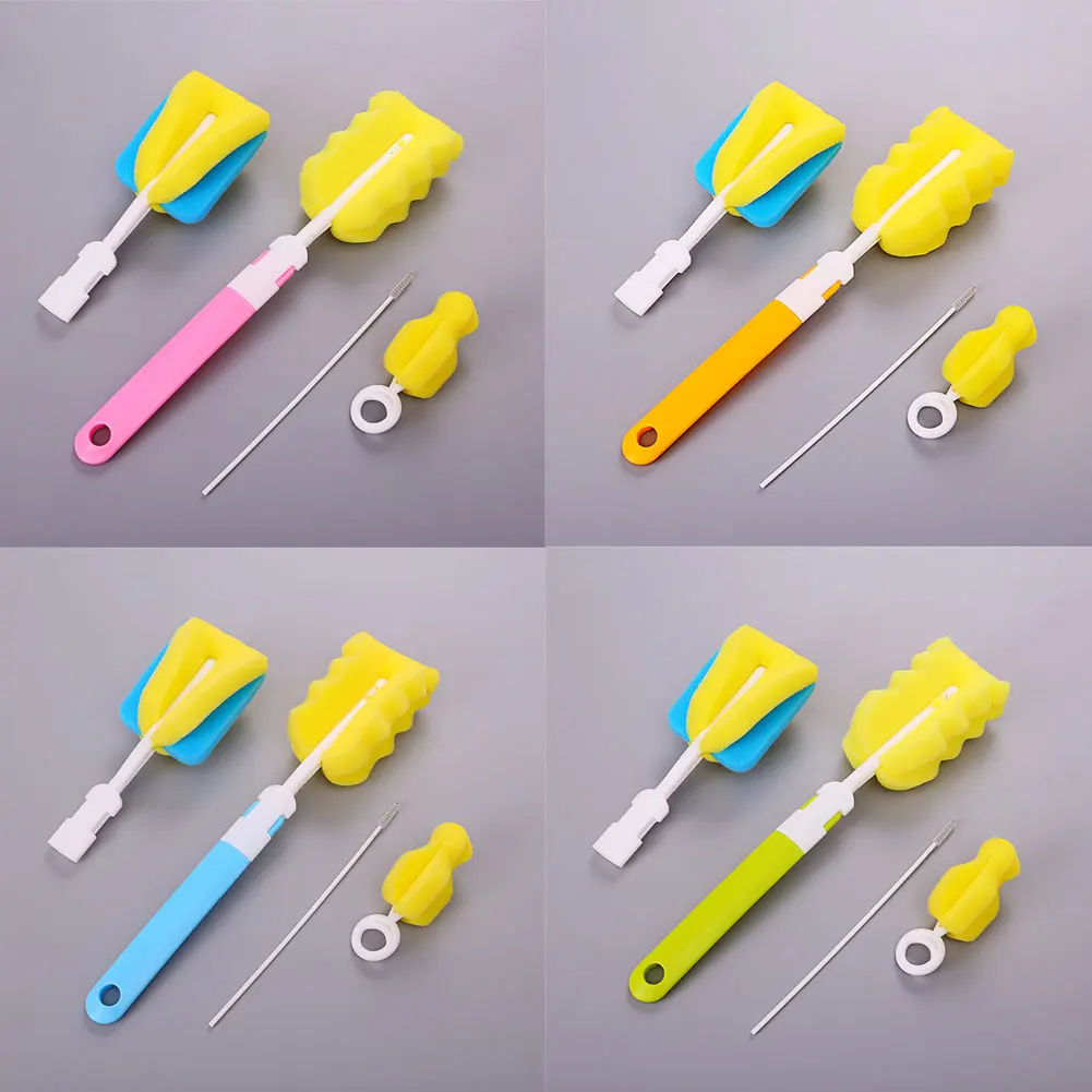 4Pcs/Set Silicone Bottle Cleaning Sponge Newborn Baby Milk Bottle Pacifier Spout Tube Glass Cup Washing Clean Brush Tool