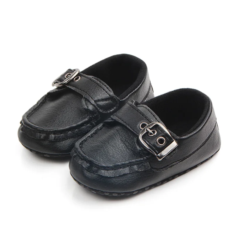 Новинка; обувь из искусственной кожи; обувь для малышей с пуговицами; обувь для малышей - Цвет: A black