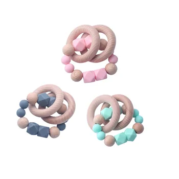 

New Baby Beech Teether Bracelet, Maternal and Baby Products Silicone Molar Rod, Round Bead Molar Teeth Fixer