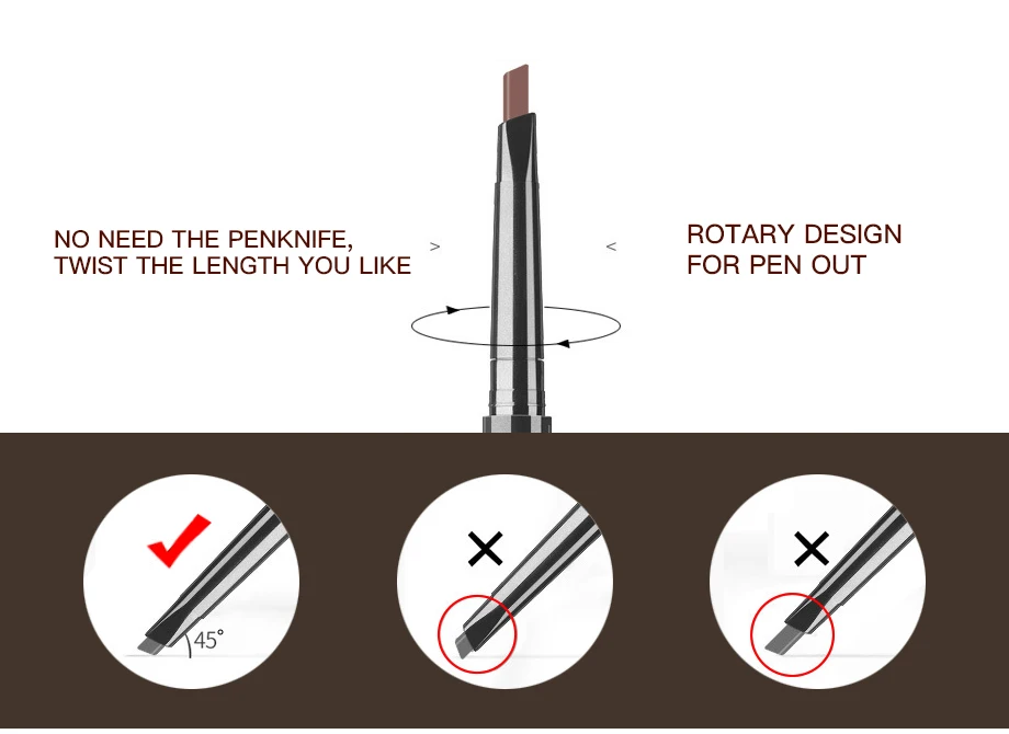 ROSALIND карандаш для бровей водонепроницаемый для бровей краситель двухсторонний карандаш для бровей Татуировка тонкий эскиз тени для бровей Флик косметика