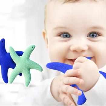 

1 PC Food Grade Silicone Teether Starfish Shape Baby Rattles Toy Dental Care Toothbrush Training for Baby Care Rattles