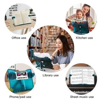 

Book Reading Stands, Plastic Book Stand Hold, Adjustable Cat Type Bookstand, Portable Cookbook Holder/Sheet Music Stand/azine