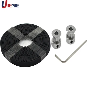 

2Meters Rubber GT2-6mm Open Timing Belt Width 6mm + 2Pcs GT2 16 Teeth Bore 5mm Timing Alumium Pulley + Hex Wrench for 3D Printer