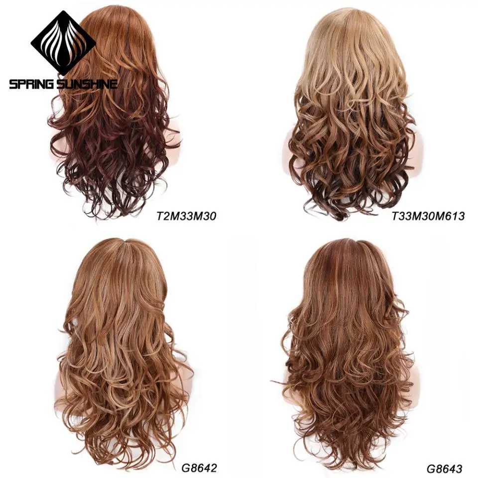 Весенний Солнечный синтетический парик, длинный волнистый парик для черных женщин, смешанные боковые части, Женские Повседневные Вечерние термостойкие парики