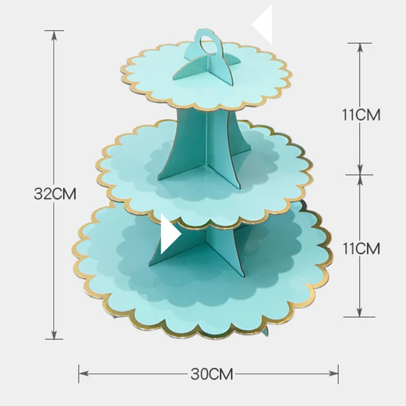3-Слои стенд кекса круглый картон торт складной держатель для вечеринки в честь рождения ребенка день рождения Свадебная вечеринка Декор десерт столовых принадлежностей