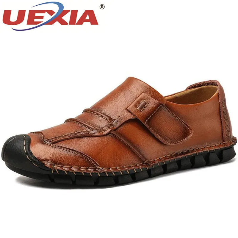 

UEXIA New Handmade Leather Men Casual Shoes Luxury Brand 2019 Mens Loafers Moccasins Breathable Driving Shoes Plus Size 38-48