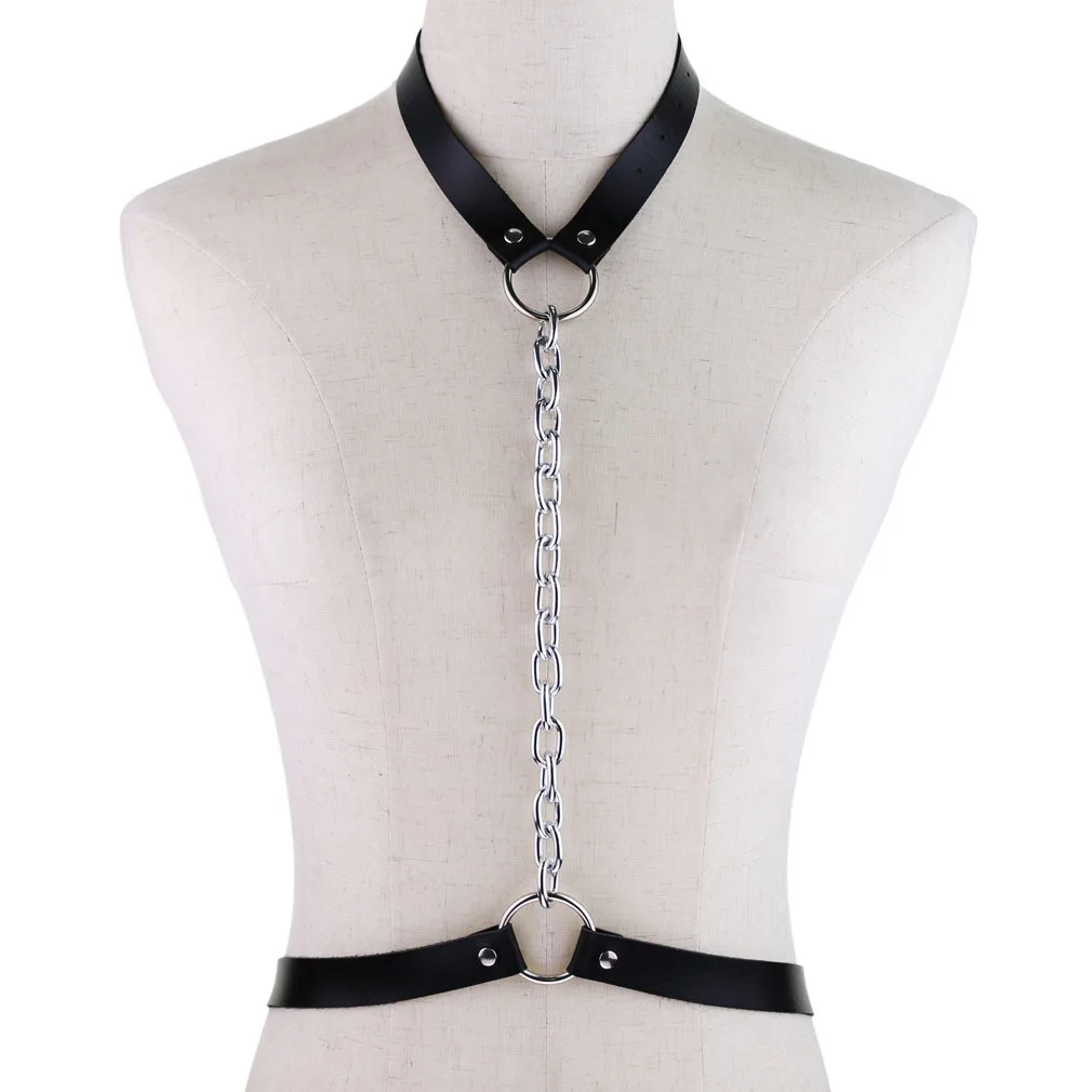 

Goth choker Leather Body Harness Sword belt waist Belt Witch Gothic Punk 2021 Fashion Metal egirl pub student Exotic Accessories
