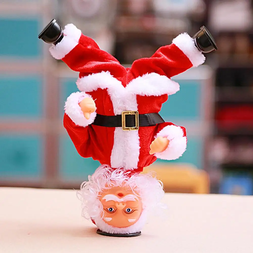 Рождественская Кукла пение и танцы Санта Клаус перевернутый вверх дном вращающийся Санта Рождество электрическая Музыкальная кукла электрическая игрушка плюшевая