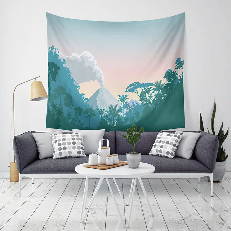 

Yaapeet 1pc Forest Printed Wall Hanging Polyester Mountain Printed Hanging Tapestry Elegant Seaside Pattern Wall Tapestry