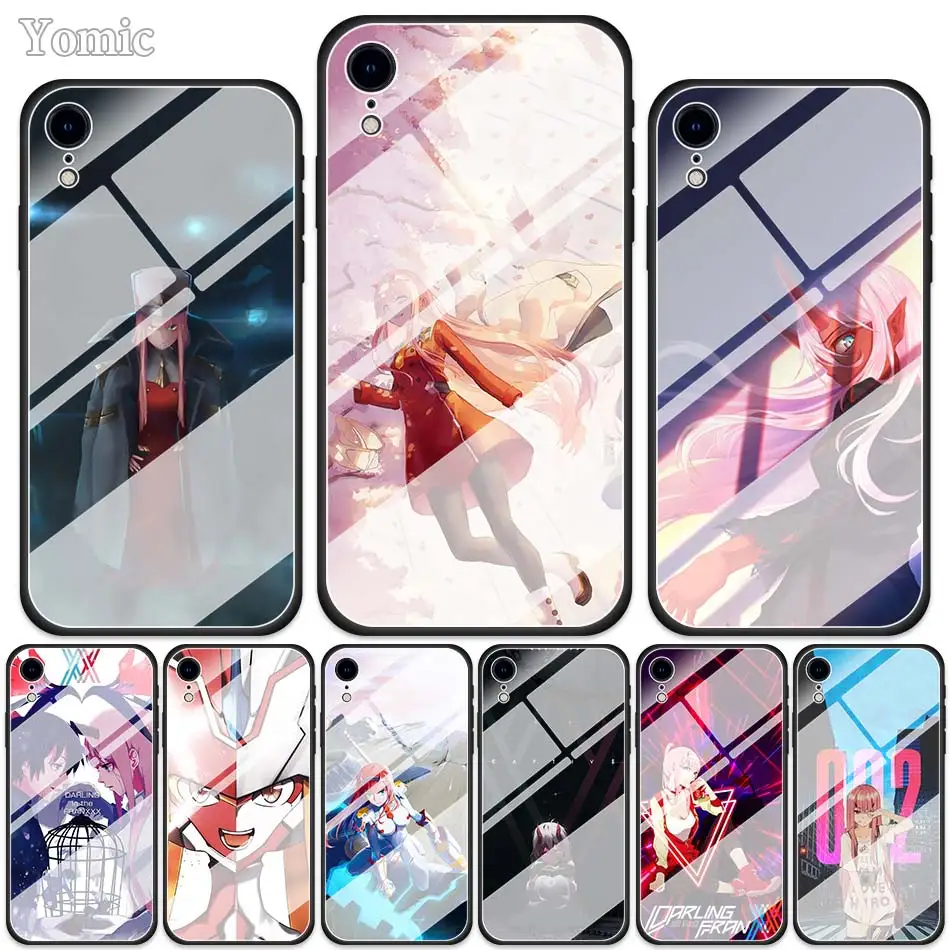 

FranXX Zero Two Tempered Glass Cases for Apple iPhone XR 7 8 6 6S Plus X XS MAX Soft Edge Phone Cover Shell