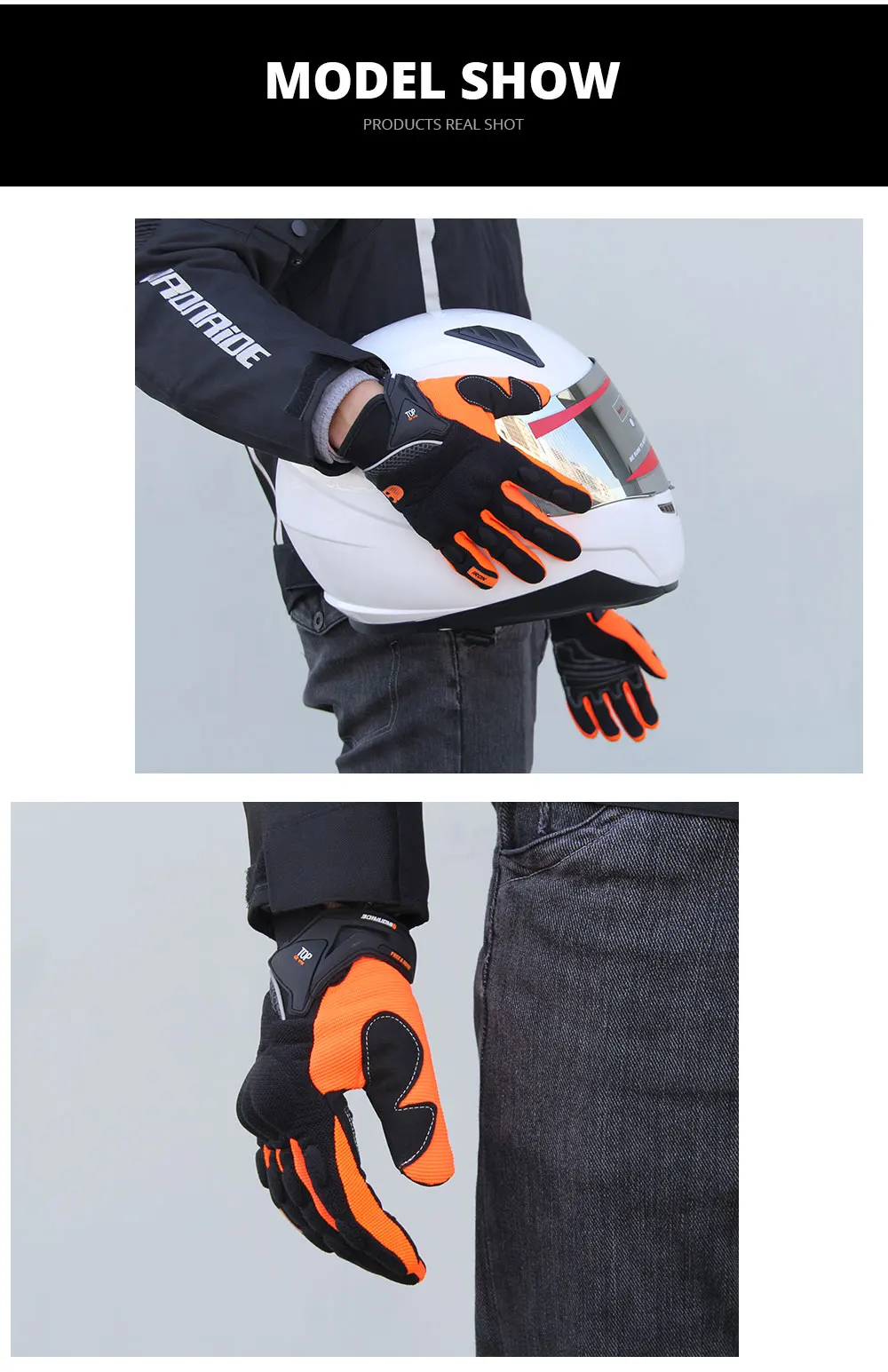 Motorcycle Gloves Black Breathable Full Finger Racing Motorcycle Gloves Quality Stylishly Decorated Antiskid Wearable Gloves safety Helmet Motorcycle