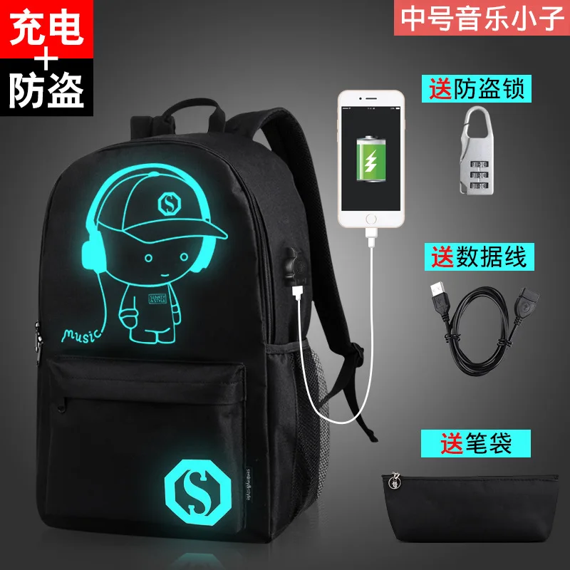 M USB Anti-theft-1 Школьная сумка с изображением обезьяны D Luffy для подростков, Светящийся рюкзак для девочек, USB зарядное устройство, Мультяшные дорожные повседневные сумки на плечо для ноутбука - Цвет: M USB Anti-theft-1