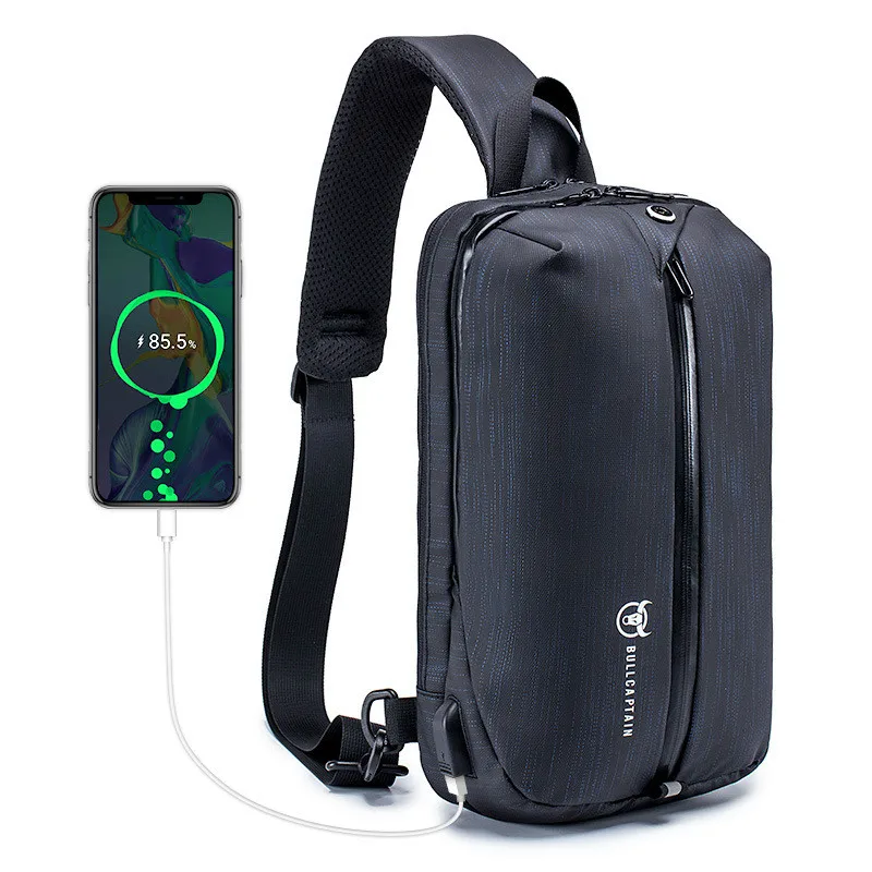 

Men Shoulder Bag Chest bag For 9.7" iPad USB Charging Short Trip Messenger Bags Water Repellent Crossbody Bags Business Work Bag