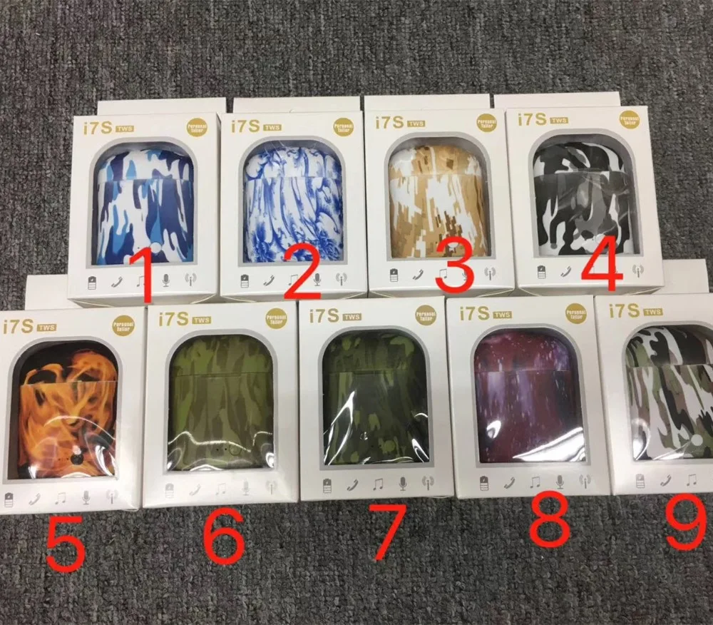 Youbina Colorful Painting Design I7s Tws Bluetooth Earphone Stereo Sound Wireless Earbuds with Mic for Iphone Huawei Xiaomi