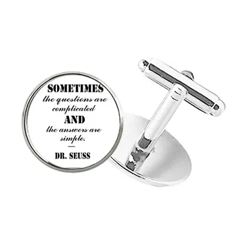

Question Are Simpler Than Answer Quote Round Button Cuff Clip Stud Cufflinks