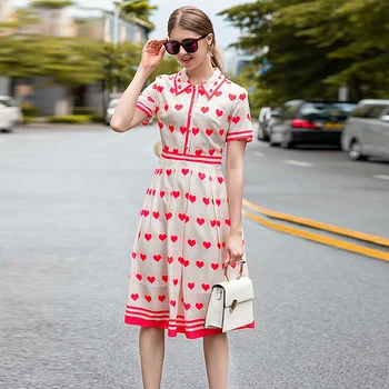 

High Quality Spring Summer 2020 New Women'S Fashion Party Casual Workplace Vintage Elegant Chic Print Stitching Chiffon Dress