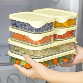 

Glass Food Container with Silicone Lid Storage Box Lunch Bento Oragnizer Kitchen Accessories Tableware Microwave Available Tools