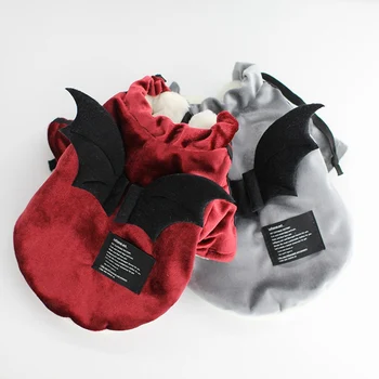 

Warm Winter Clothes Halloween Black Bat Wing Sports Cosplay Costume Velvet Fleece Inside Warm Thickening Cute Jacket For Dog Cat