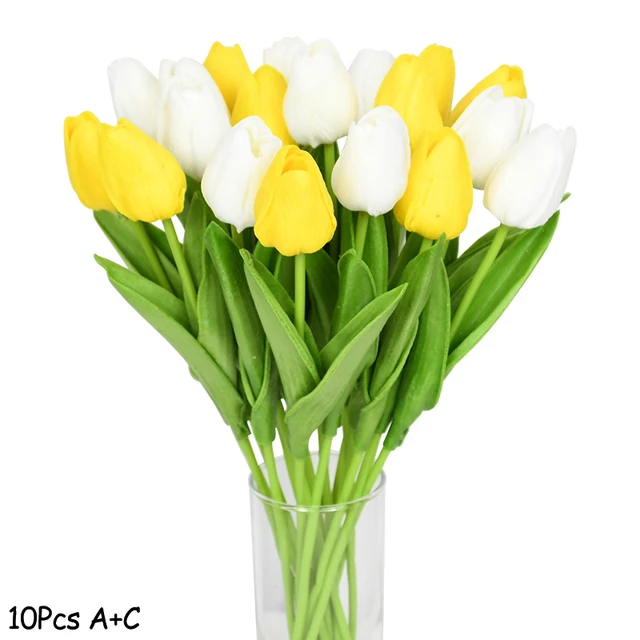 10PCS Tulip Artificial Flower Real Touch Artificial Bouquet Fake Flower for Wedding Decoration Flowers Home Garen Decor Mix3
