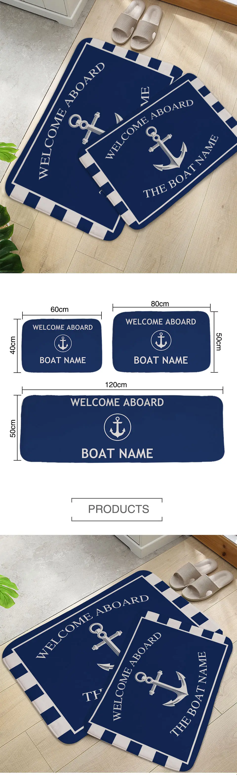 Anti-Slip Anchor Boat Decor Door Rugs