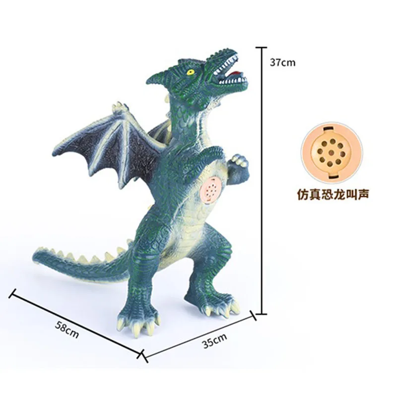 

58cm Jurassic Model Soft Silcone Vinyl Sound Making Will Call Dinosaur Toy Model Large Tyrannosauroid Triceratops