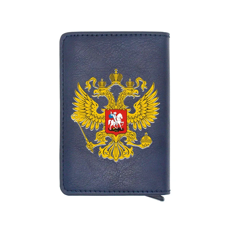 

Classic National Emblem of Russia Card Holder Wallets Retro Men Women Leather Small Money Bag Male Purses
