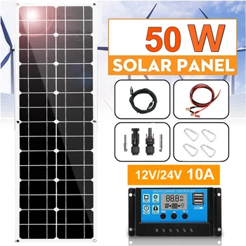 

flexible Solar Panel 50w 100w 12v solar charger mono solar cell PV Module Battery Charger 5v usb for RV caravan car boat travel