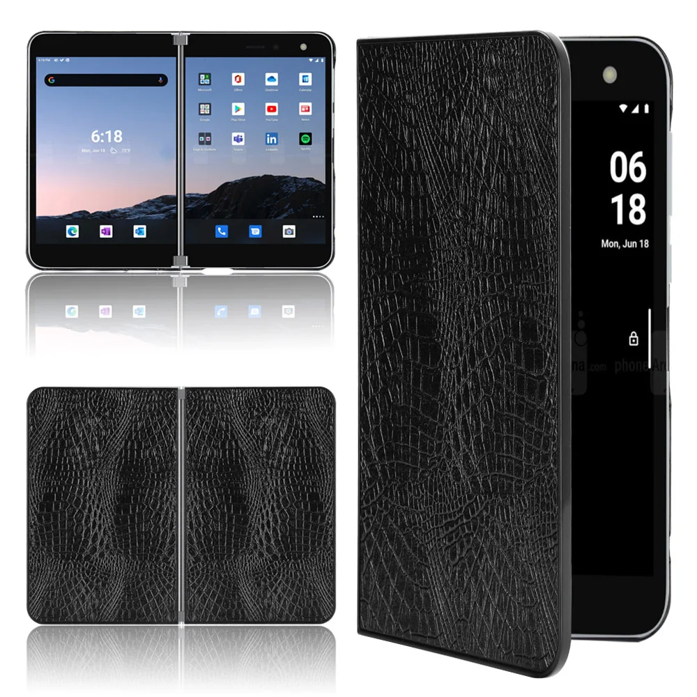Per Microsoft Surface Duo Custodia Da 8.1 Pollici Classic Crocodile Pattern Skin Pu Leather Pc Hard Back Protection Cover Per Telefono Funda