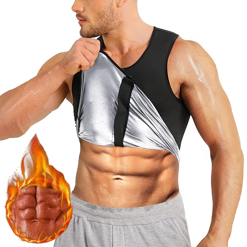 Men Body Shaper Elastic Sweat Sauna Waist Trainer Vest Zipper Workout Shapewear Thermo Tank Top Gym Abdomen Fat Burner Corset