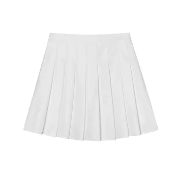

New Solid Color Pleated Skirt Fashion High Waist College Wind Anti-Exposure A- line Skirt Female